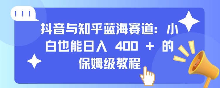 抖音知乎蓝海赛道实操教程 零基础小白可上手的低门槛赚钱玩法