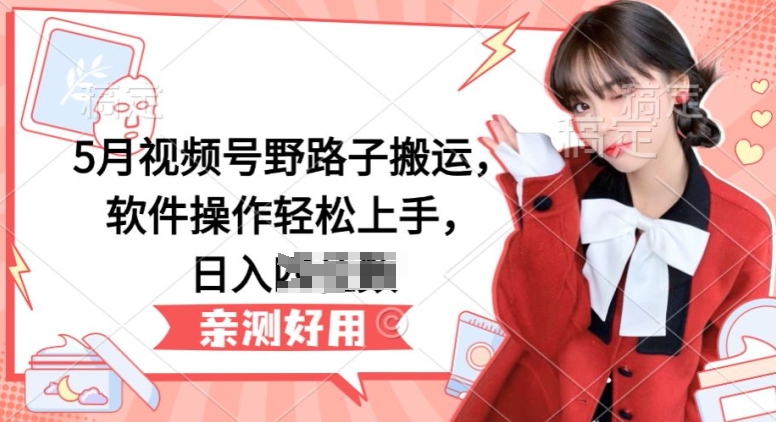 2024年5月视频号野路子搬运玩法 软件易操作可日入三位数