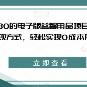 收费2980的电子版儿童益智用品项目拆解 零成本多方式变现可实操-雨叶虚拟资源网