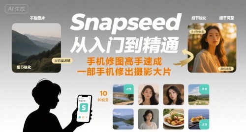 Snapseed手机修图从入门到精通教程 零基础也能修出专业摄影大片