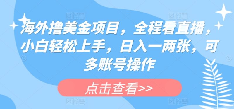 看海外直播赚美金项目实操教程 小白易上手可多账号操作
