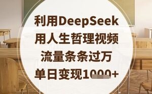 利用DeepSeek制作人生哲理视频 高流量玩法与变现方法全解析-雨叶虚拟资源网
