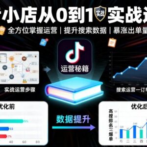 抖音小店从0到1运营实战教程 全流程操作提升搜索数据与出单量-雨叶虚拟资源网