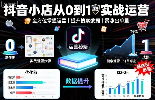 抖音小店从0到1运营实战教程 全流程操作提升搜索数据与出单量