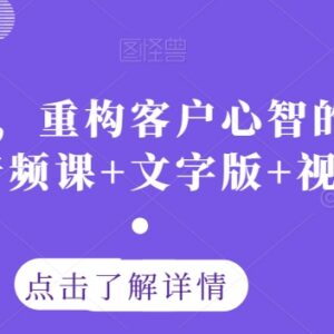 认知布局重构客户心智三天课程 含音频文字稿及全程视频资料-雨叶虚拟资源网