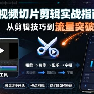 短视频切片剪辑实战指南 从剪辑技巧到流量突破全流程教学-雨叶虚拟资源网
