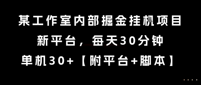 工作室内部未对外掘金挂机项目 新平台低耗时单机稳定日入30+