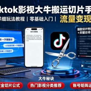 TikTok影视账号搬运切片实操手法 合规高效玩法详细教程-雨叶虚拟资源网