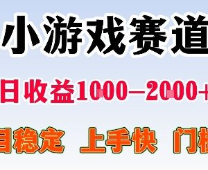 2024小游戏赛道低门槛创业项目 单人在家做稳定日入1000-2000-雨叶虚拟资源网
