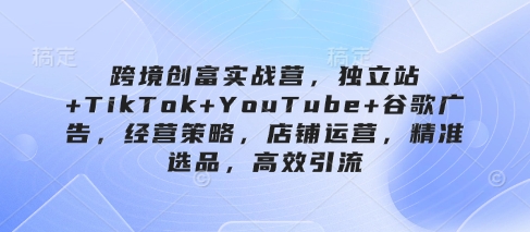 跨境独立站运营实战课程 TikTok+谷歌多渠道引流选品全流程教学
