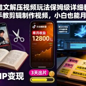 小说推文解压视频剪辑制作全教程 小白入门到变现实操指南-雨叶虚拟资源网