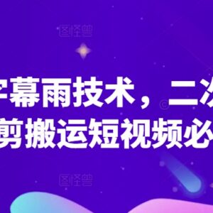 字幕雨制作全套教程 二次混剪短视频提升原创度实用技巧-雨叶虚拟资源网