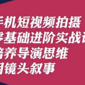 零基础手机短视频拍摄进阶实战课 培养导演思维掌握镜头叙事-雨叶虚拟资源网