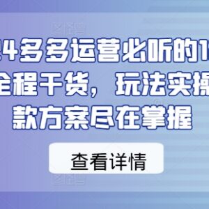 2024拼多多运营必学12节实操课 覆盖爆款打造流量玩法全干货-雨叶虚拟资源网