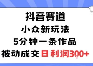 抖音小众赛道新玩法：5分钟做一条作品 被动成交适合新手副业-雨叶虚拟资源网