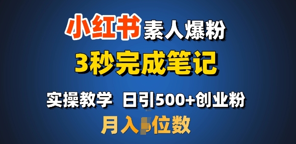 小红书素人爆粉实操教程 快速做笔记日引500+变现玩法分享