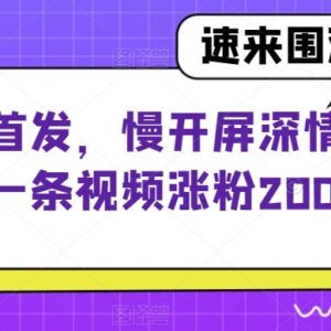 抖音慢开屏深情玩法拆解 零基础新号快速起号涨粉实操技巧-雨叶虚拟资源网