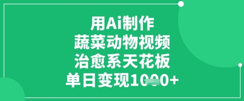 AI制作治愈系蔬菜动物视频教程 零基础操作单日可变现上千元