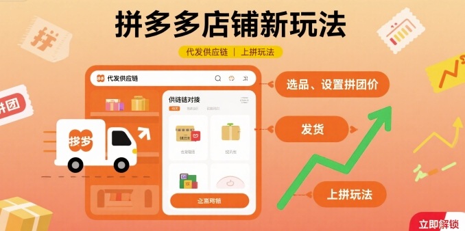 拼多多代发供应链上拼玩法教程 零基础电商店铺运营实操攻略