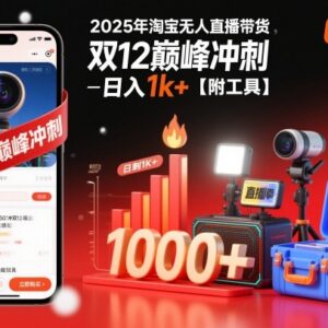 2025年淘宝合规无人直播带货攻略 双12实操增收附配套工具-雨叶虚拟资源网