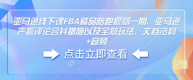 2025亚马逊FBA精品陪跑线下课 含评论合并新规应对及配套资料