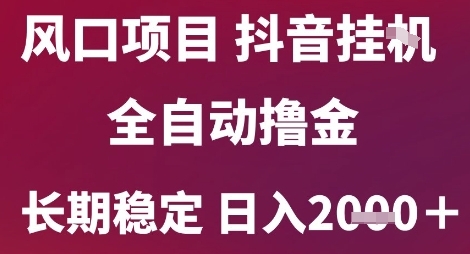 2024年6月抖音无人挂机全自动撸金 稳定收益项目玩法揭秘