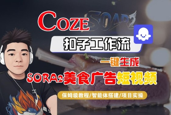 Coze扣子智能体工作流一键生成SORA2美食广告短视频全流程教程