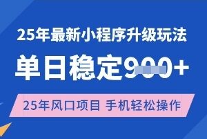 2025年3月全新升级小程序副业玩法 单手机可操作收益稳定-雨叶虚拟资源网