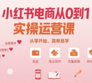 小红书电商从0到1实操运营教程 开店选品流量运营全流程讲解-雨叶虚拟资源网