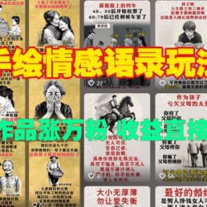 视频号手绘情感语录玩法 中老年赛道快速涨粉变现教程-雨叶虚拟资源网