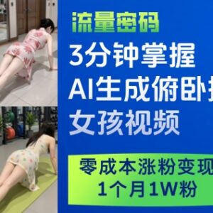 AI生成俯卧撑美女短视频教程 零成本涨粉1月破万粉实操方法-雨叶虚拟资源网