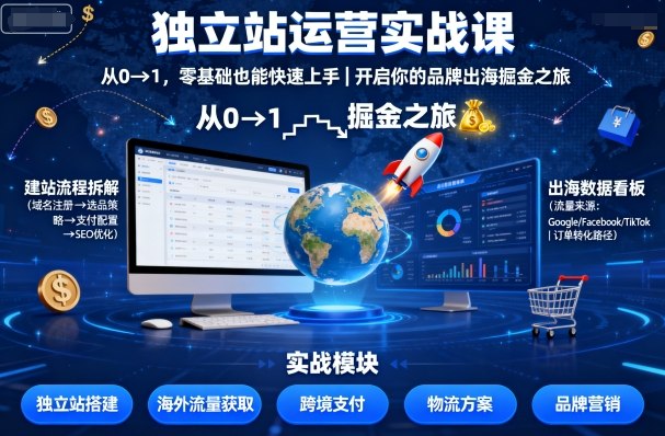 零基础独立站运营实战课 从0到1掌握品牌出海全流程