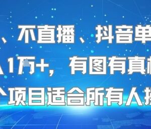 无需露脸无需直播 抖音单条视频日入过万项目普通人可操作-雨叶虚拟资源网