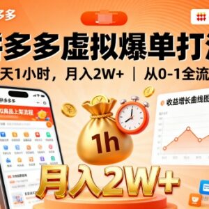 拼多多虚拟类目从0到1爆单全流程 每天1小时低门槛实操教程-雨叶虚拟资源网