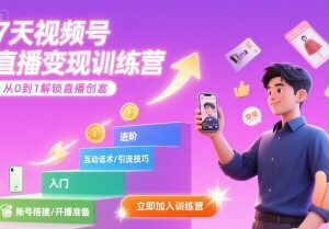 7天视频号直播变现训练营 零基础掌握直播创富全流程方法-雨叶虚拟资源网