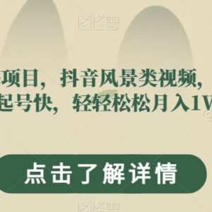 抖音风景类视频蓝海项目玩法 起号涨粉及变现操作方法详解-雨叶虚拟资源网