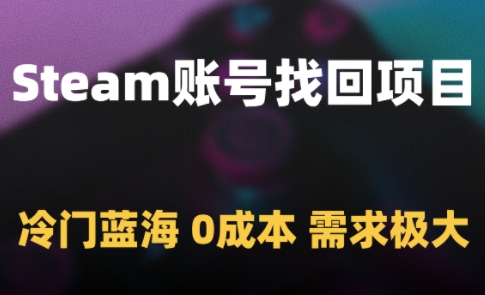 Steam账号找回副业项目操作思路 零成本冷门蓝海市场需求极大