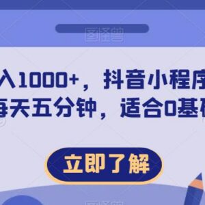 适合0基础小白的抖音小程序赚钱新思路 每天仅需5分钟操作-雨叶虚拟资源网