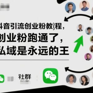 抖音引流创业粉实操教程 私域创业粉变现玩法全解析-雨叶虚拟资源网