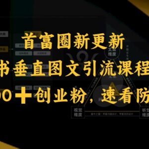 小红书垂直图文引流实操教程 日引200+精准创业粉全流程教学-雨叶虚拟资源网