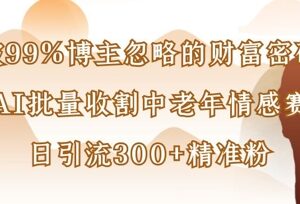 AI批量制作中老年情感赛道内容 日引流300+精准粉实操教程-雨叶虚拟资源网