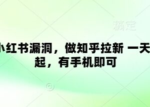 小红书发图文做知乎拉新赚钱实操方法 有手机即可轻松上手-雨叶虚拟资源网