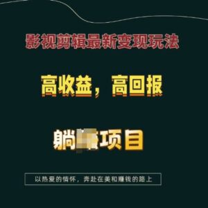 2024最新影视剪辑变现玩法 实操教学及高收益项目详解-雨叶虚拟资源网