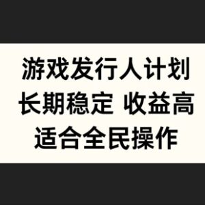 2024游戏发行人计划解析 低门槛长期稳定全民可做副业项目-雨叶虚拟资源网