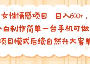 零经验小白可做的女性情感项目 单手机操作可升级高客单盈利-雨叶虚拟资源网