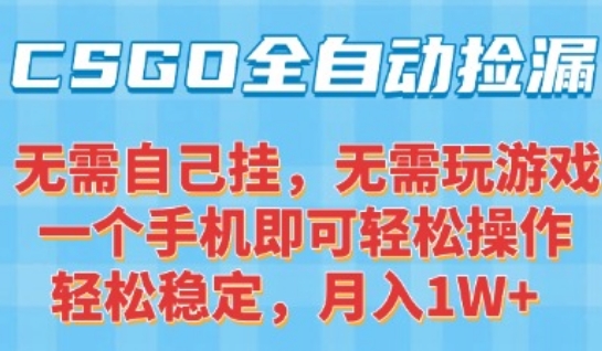 CSGO全自动捡漏赚差价项目解析 手机可操作新手易上手