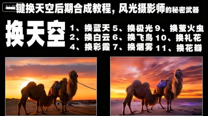 风光摄影一键换天空后期合成教程 全套修图实操技巧详解