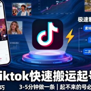 TikTok搬运快速起号实用技巧 新手3-5分钟即可完成单条内容制作-雨叶虚拟资源网