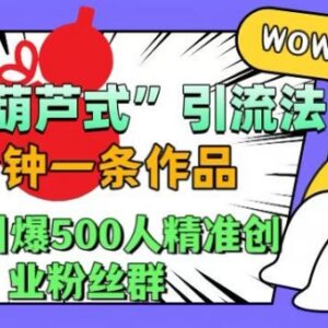 抖音葫芦式引流法实操教程 新手3分钟做作品获精准创业粉-雨叶虚拟资源网
