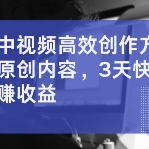 中视频高效原创创作方法 多平台分发3天启号获收益实用技巧-雨叶虚拟资源网